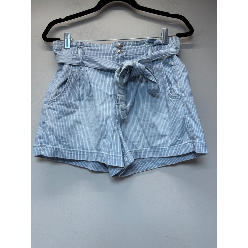American Eagle Mom Shorts Womens 6 Blue Striped Excellent Paperbag High‎ Rise